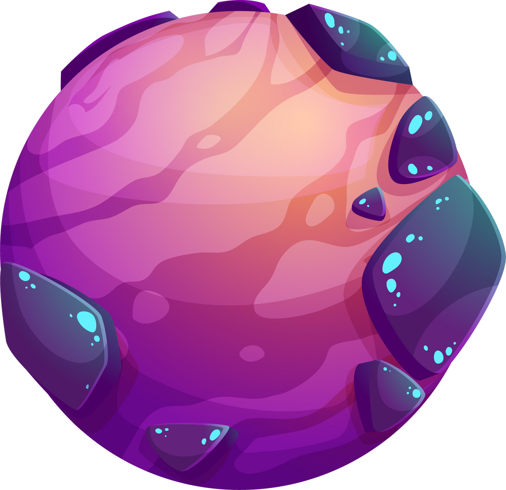 Cartoon galaxy space planet with mountain craters