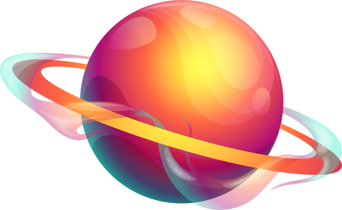 Cartoon galaxy planet with ring and waves GUI icon